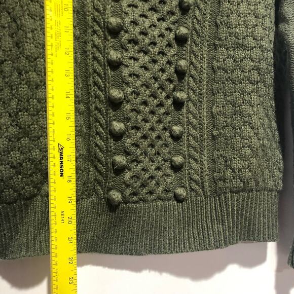 J .Crew Womens Popcorn Cable Knit Sweater Pullover Olive Green Size S - Picture 5 of 7
